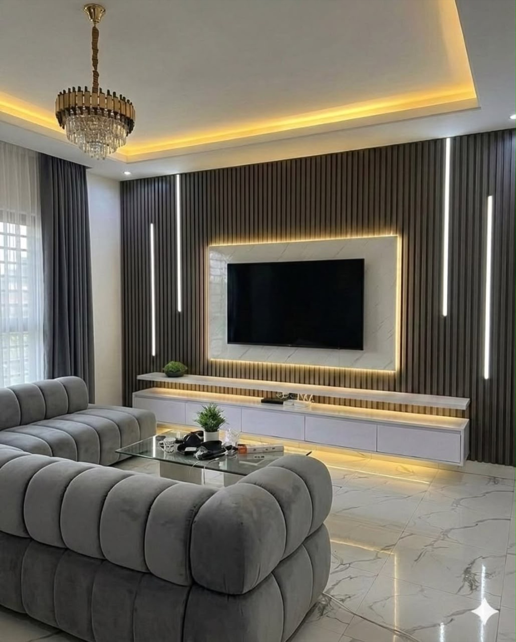 Modern media wall installation