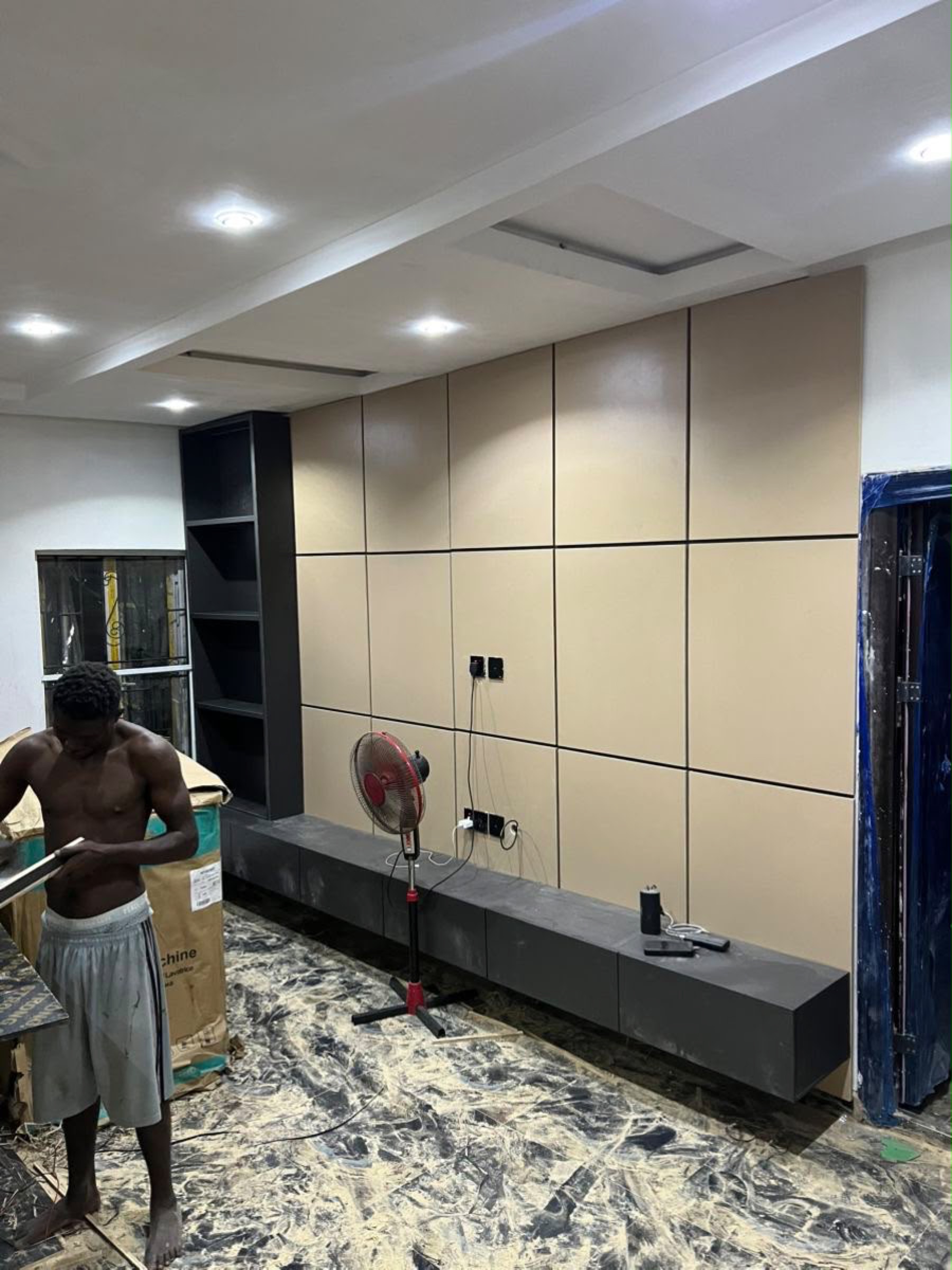 Built-in wardrobe and entertainment unit